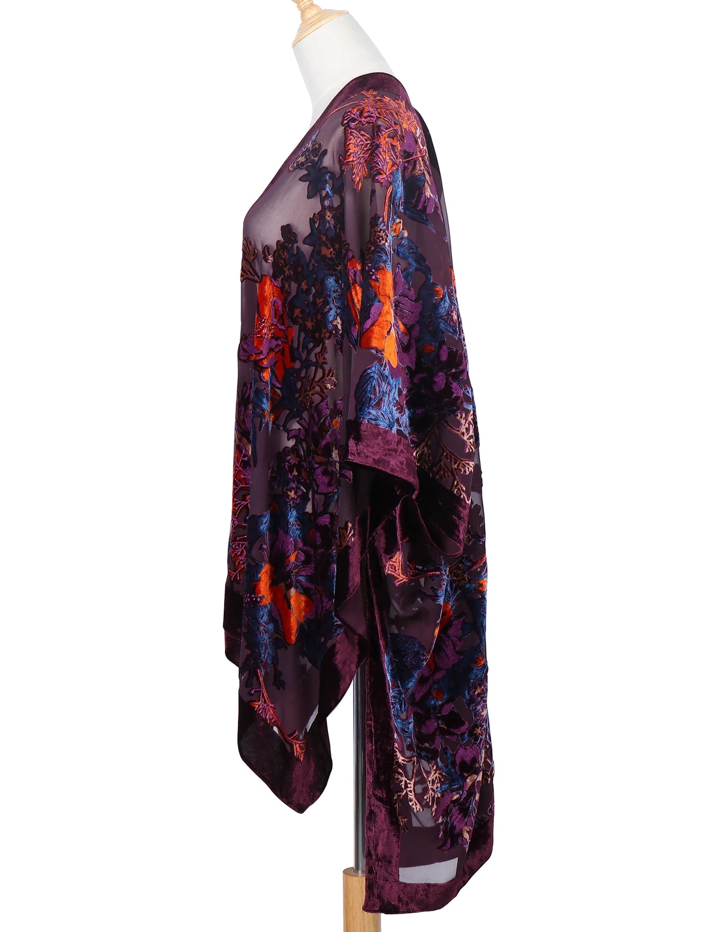WeHello-Velvet Kimono for Women, Cardigan, Beach Cover Up without Tassel, Vacation Casual Shawl, Dropship, JYPF-34