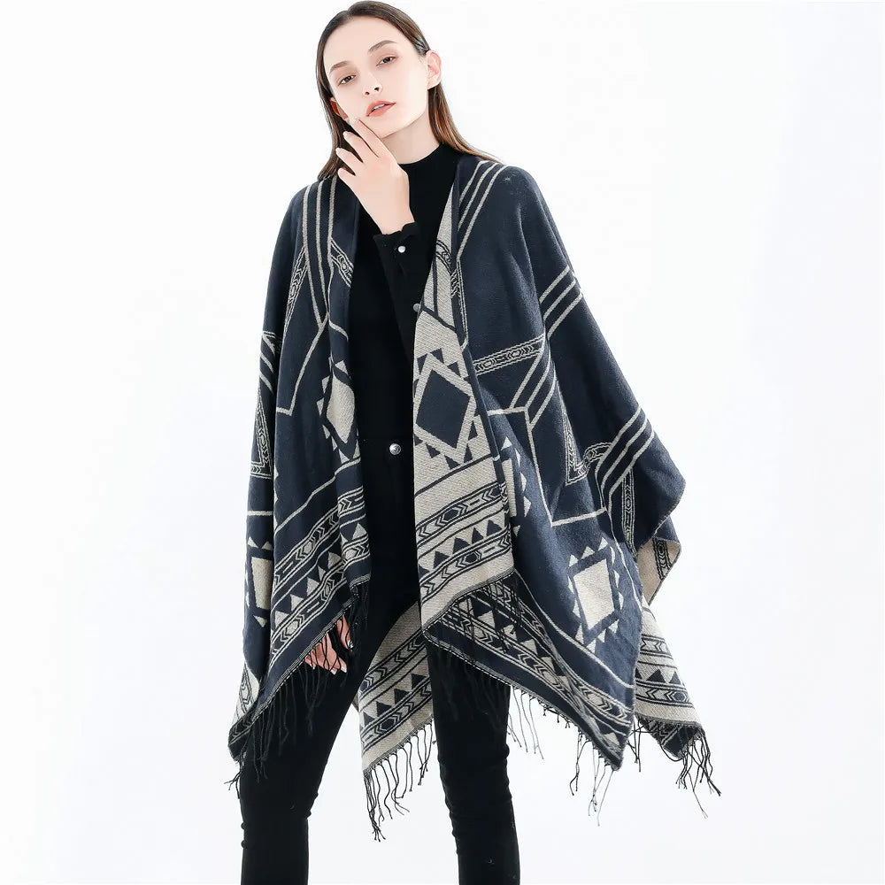 New Indian Nepalese Style Geometric Tassel Split Women Shawl