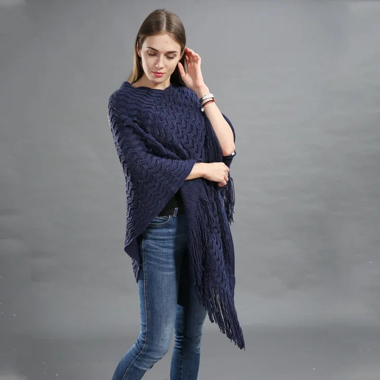 Solid Knitwear Pullover Fashion Street Poncho