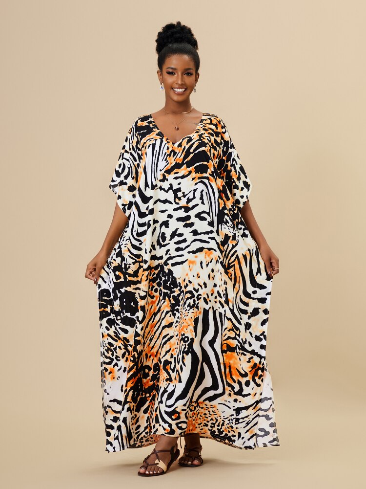 Beach Dresses Africa Printed Kaftans for Women Plus Size Robe Swimsuit Cover Up Bathing Suits Holiday Beachwear Dropshipping - Kaftans direct
