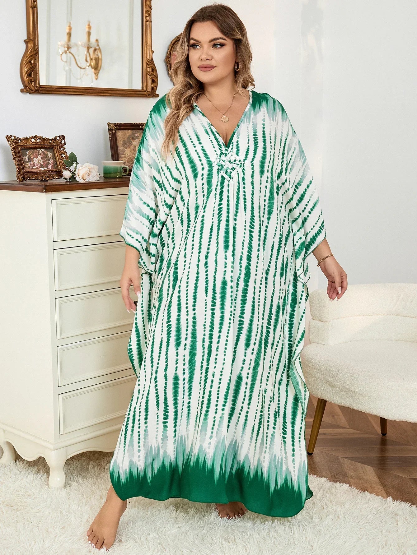 Plus Size Kaftan in glorious greens