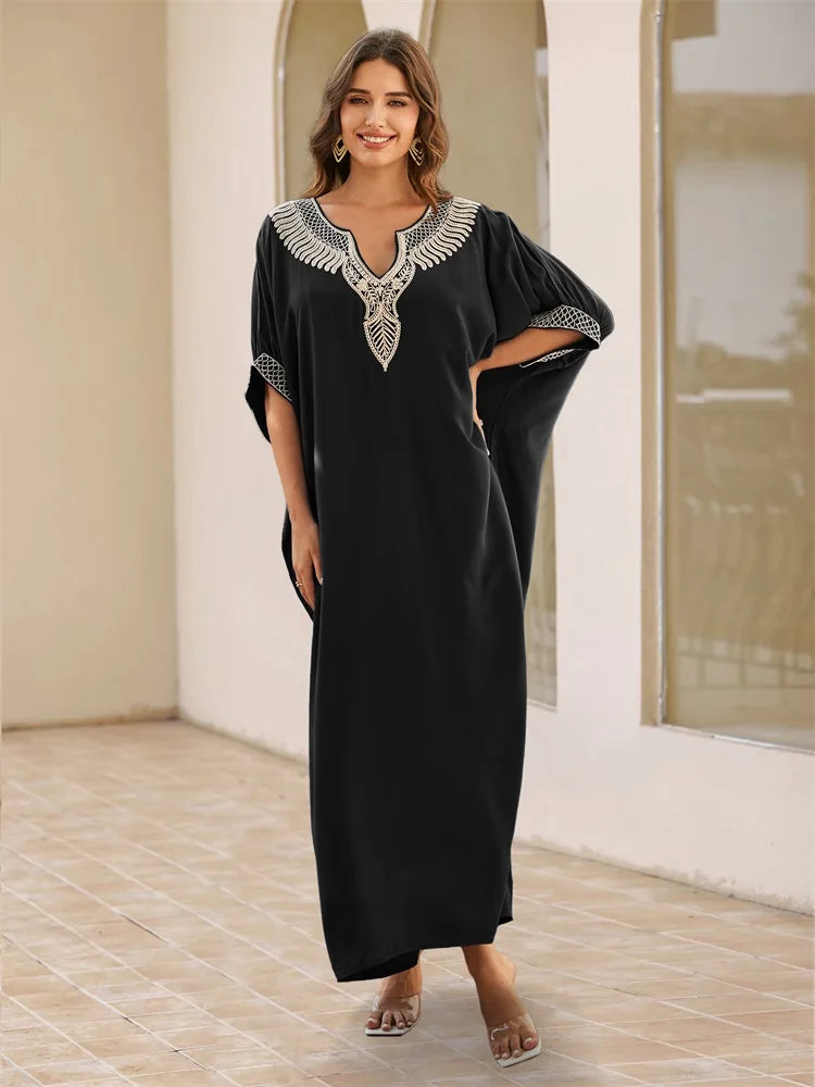Black Embroidary Kaftan