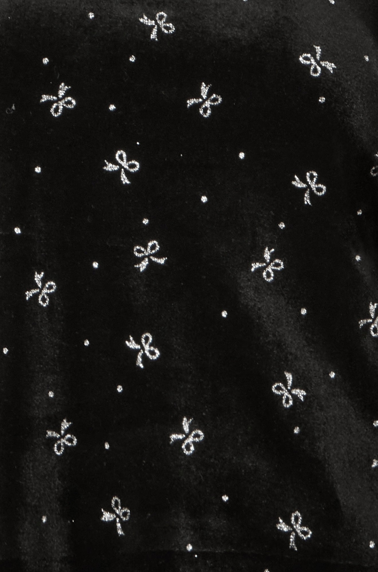 Yumi Black Sparkle Bow Print Velvet Top