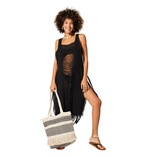 SLEEVELESS MID-LENGTH MID-LENGTH COTTON SUMMER BEACH DRESS