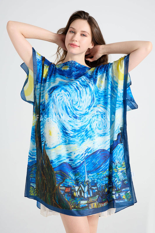 Van Gogh Starry Night Silk Cover Up