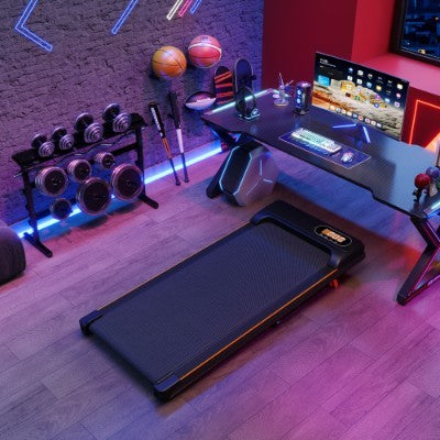 Folding Under Desk Walking Pad Treadmill With Adjustable Incline, 1-6 Km H Low Noise For Home Office, LED Display, Magnetic Remote Control, Transport Wheels Plug, Black.