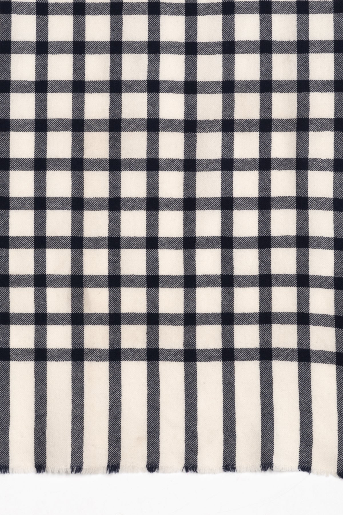 Windowpane Checks Merino Wool Scarf - Off-white Navy