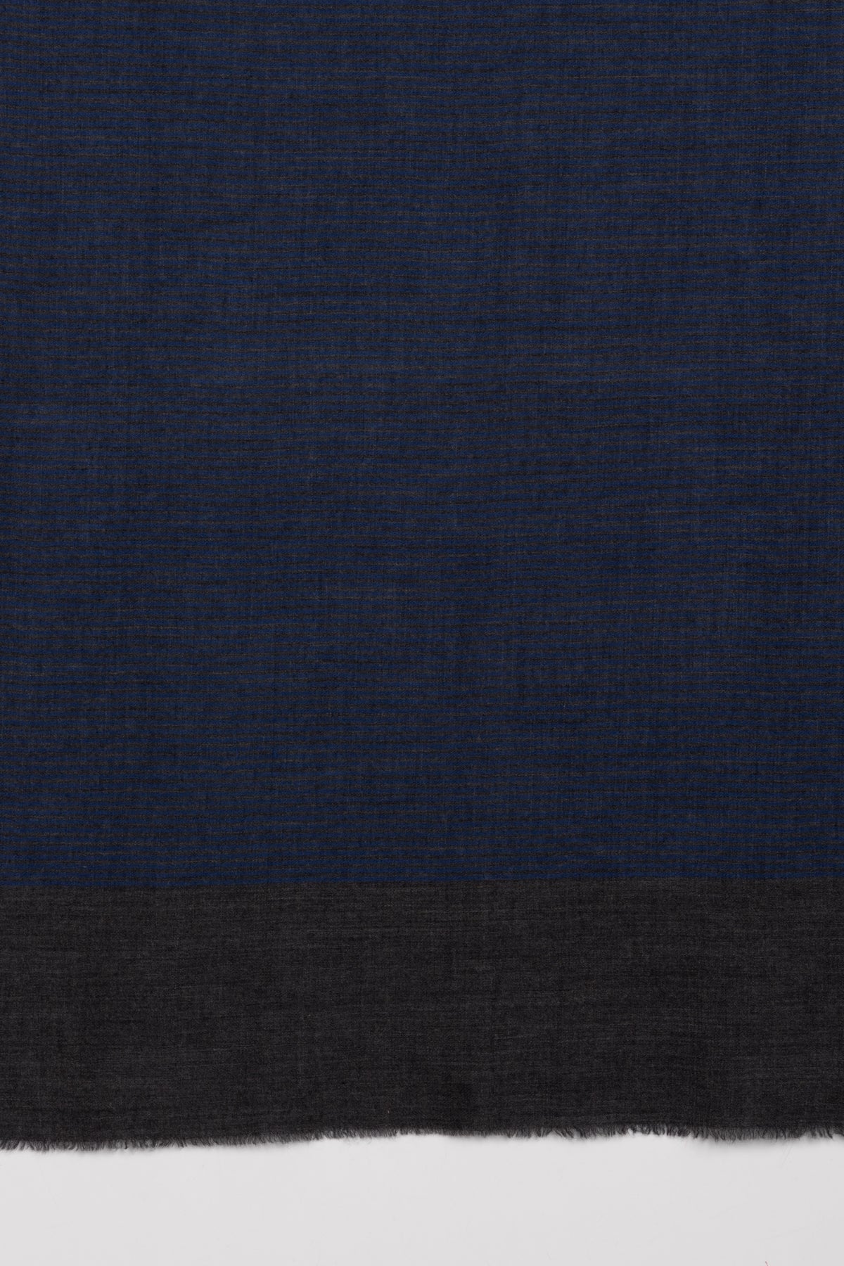 Pinstripes with Border Merino Wool Scarf - Blue Grey