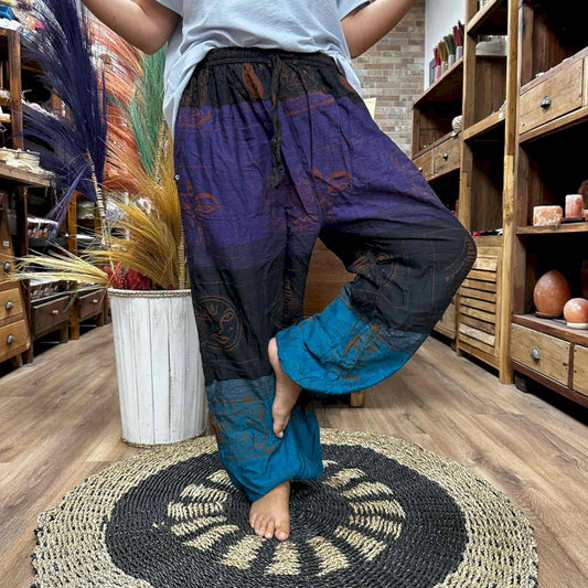 Yoga and Festival Pants - High Cross Himalayan Print on Purple