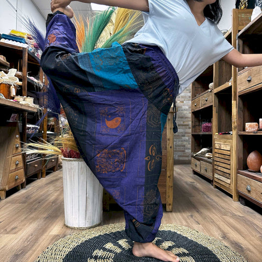 Yoga and Festival Pants - Aladdin Himalayan Print on Purple