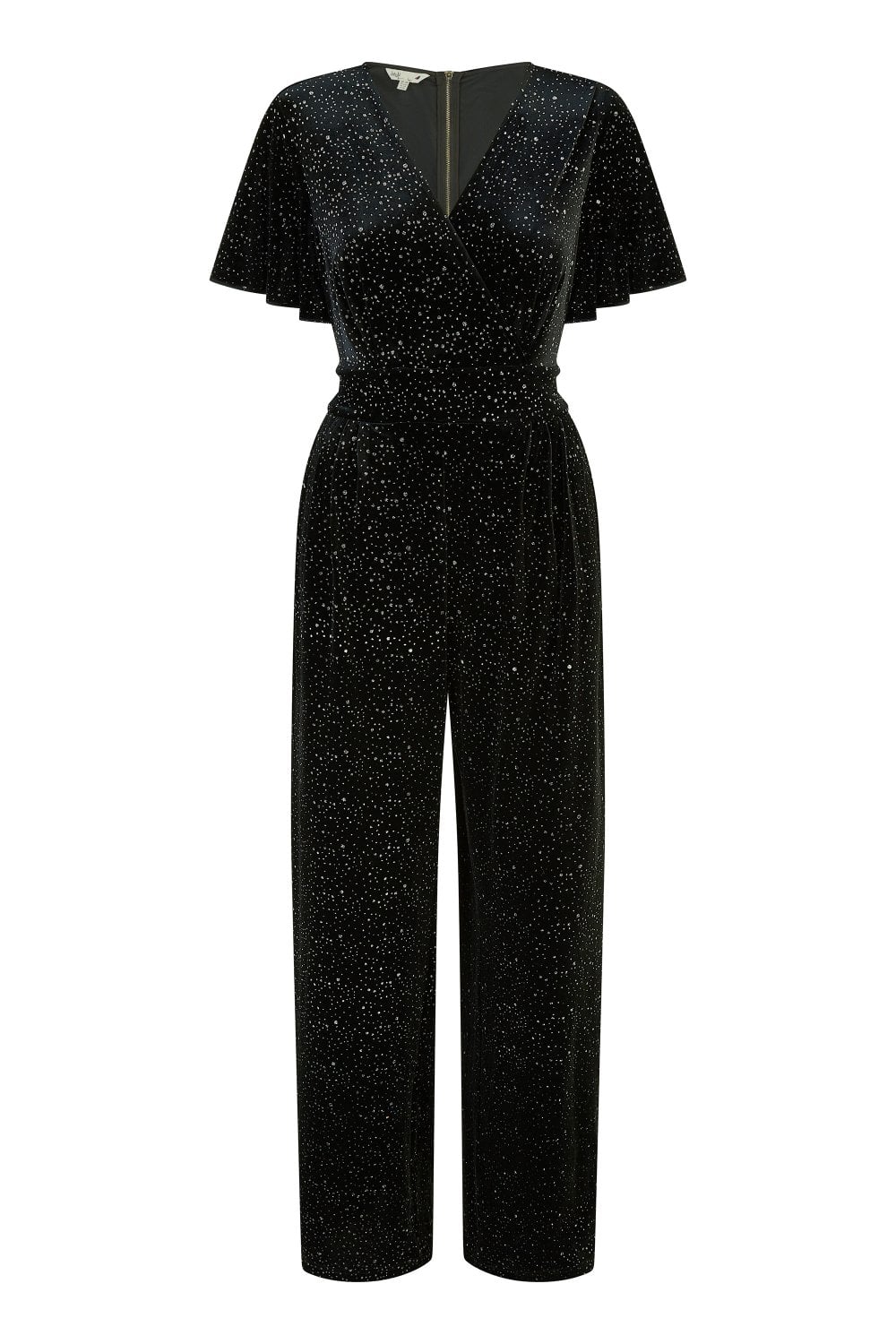 Yumi Black Sparkle Velvet Jumpsuit