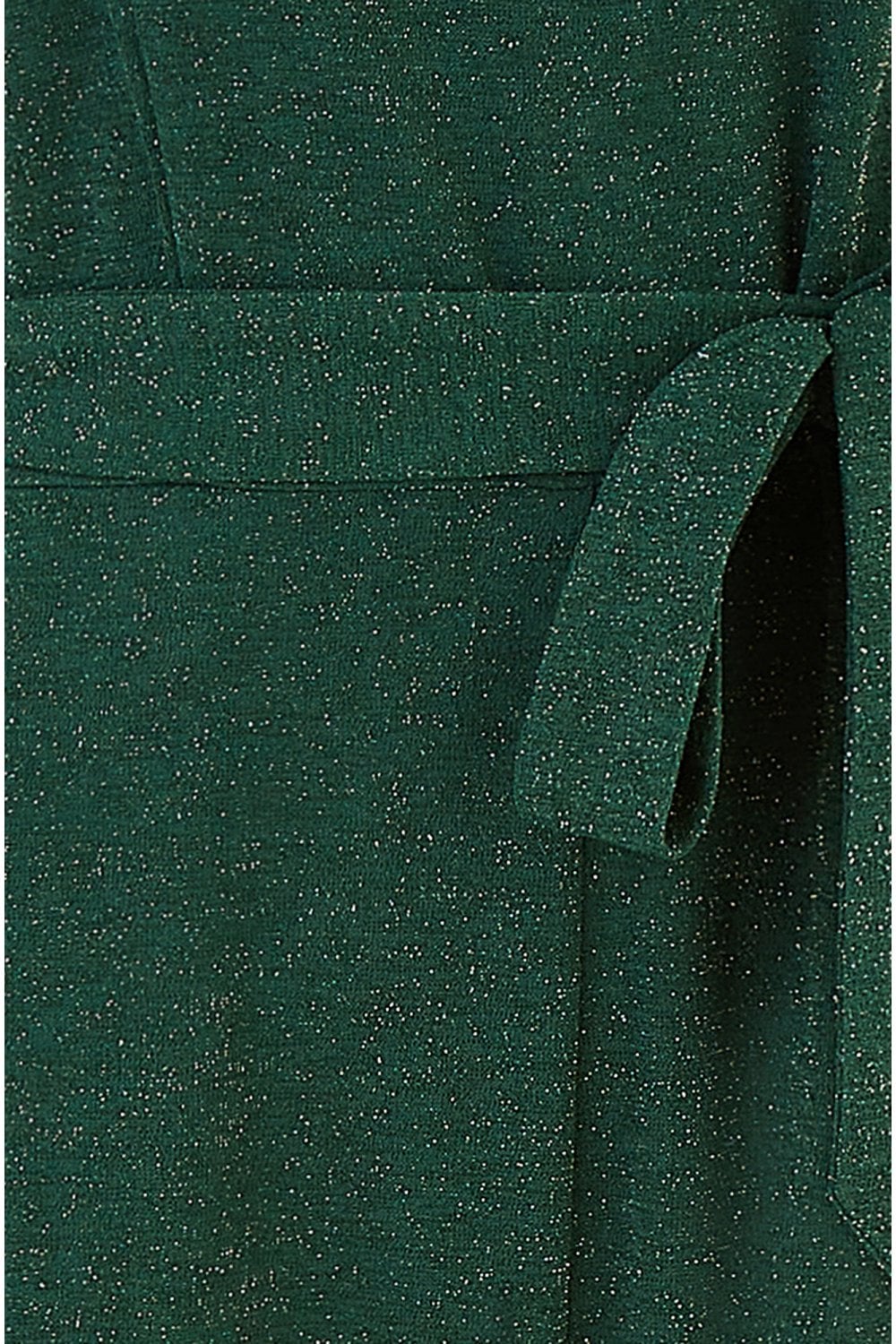 Yumi Green Sparkle Stretch Bardot Jumpsuit