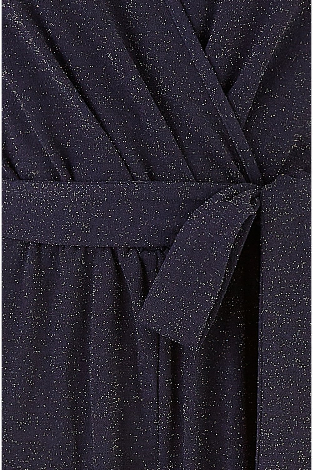 Yumi Navy Sparkle Stretch Wrap Over Jumpsuit