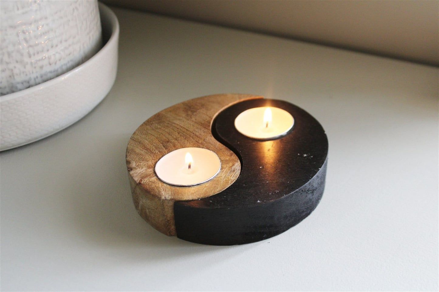 Yin and Yang Wooden Tealight Holders - Kaftan direct