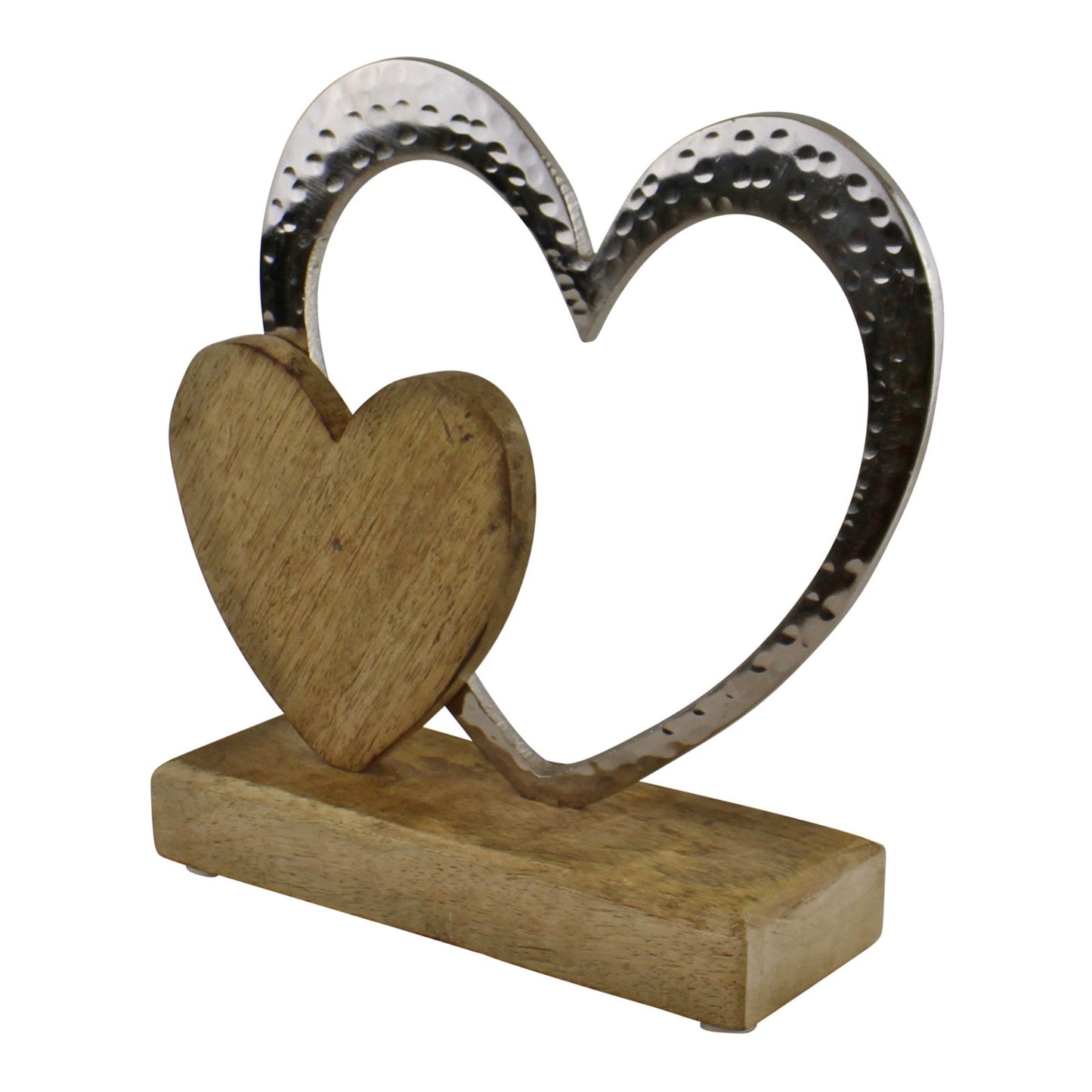 Large Double Heart On Wooden Base Ornament