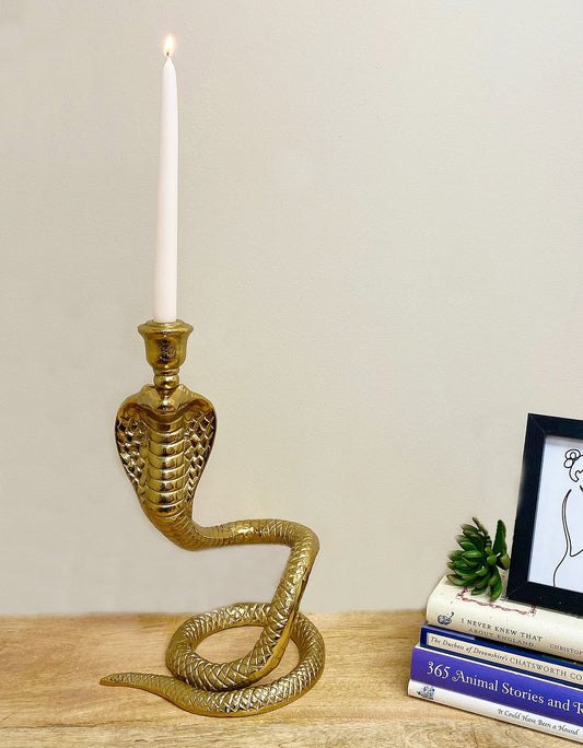 Large Gold Snake Candle Holder - Kaftan direct