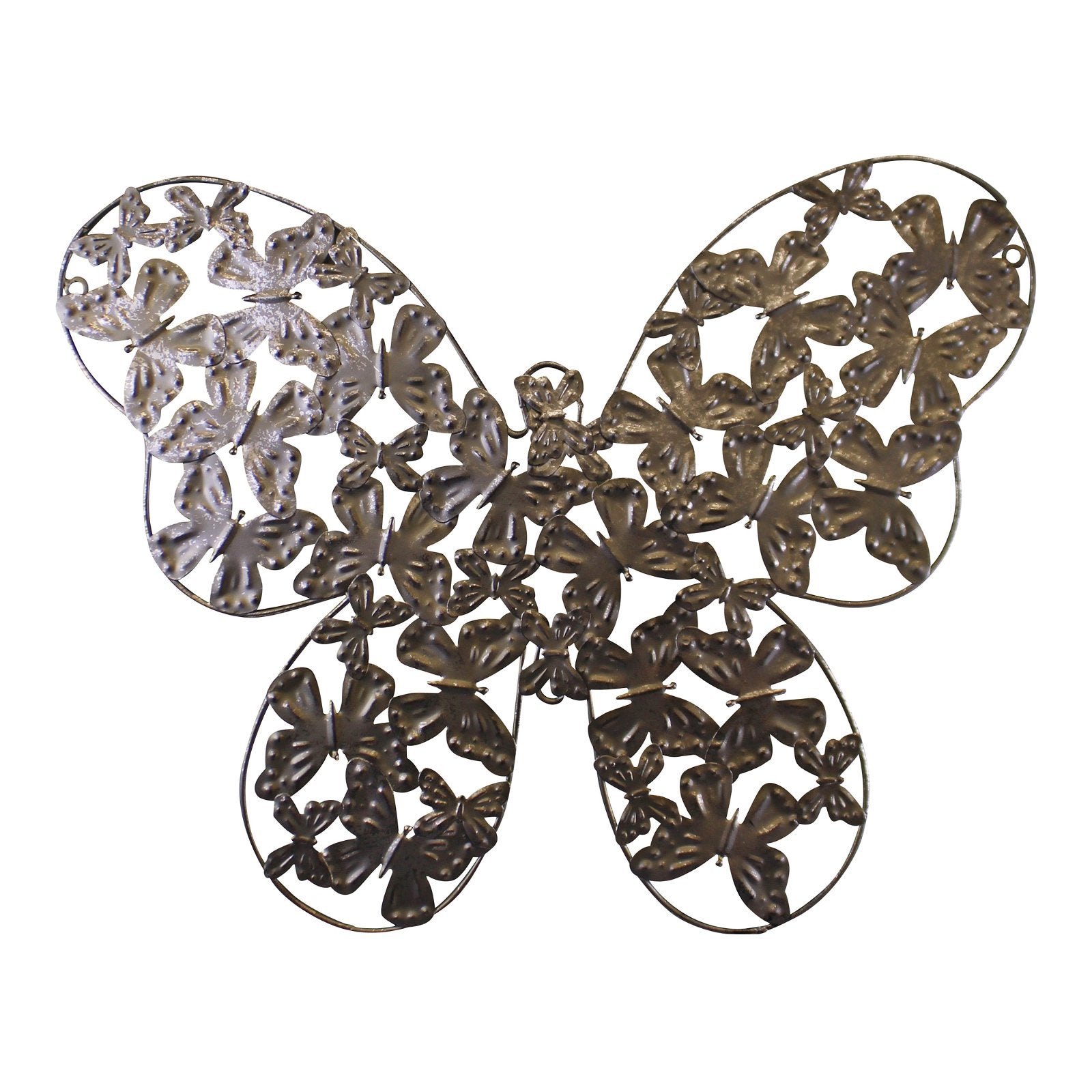 Large Silver Metal Butterfly Design Wall Decor - Kaftan direct