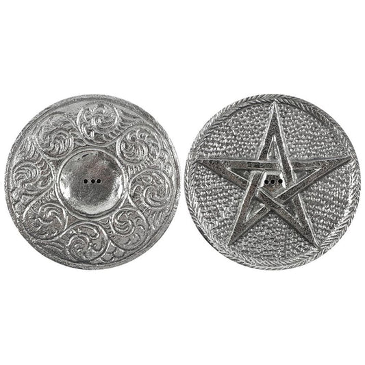 10cm Silver Pentagram Incense Holder - Kaftan direct