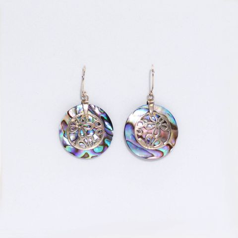 Shell & Silver Earrings - Flowers - Abalone
