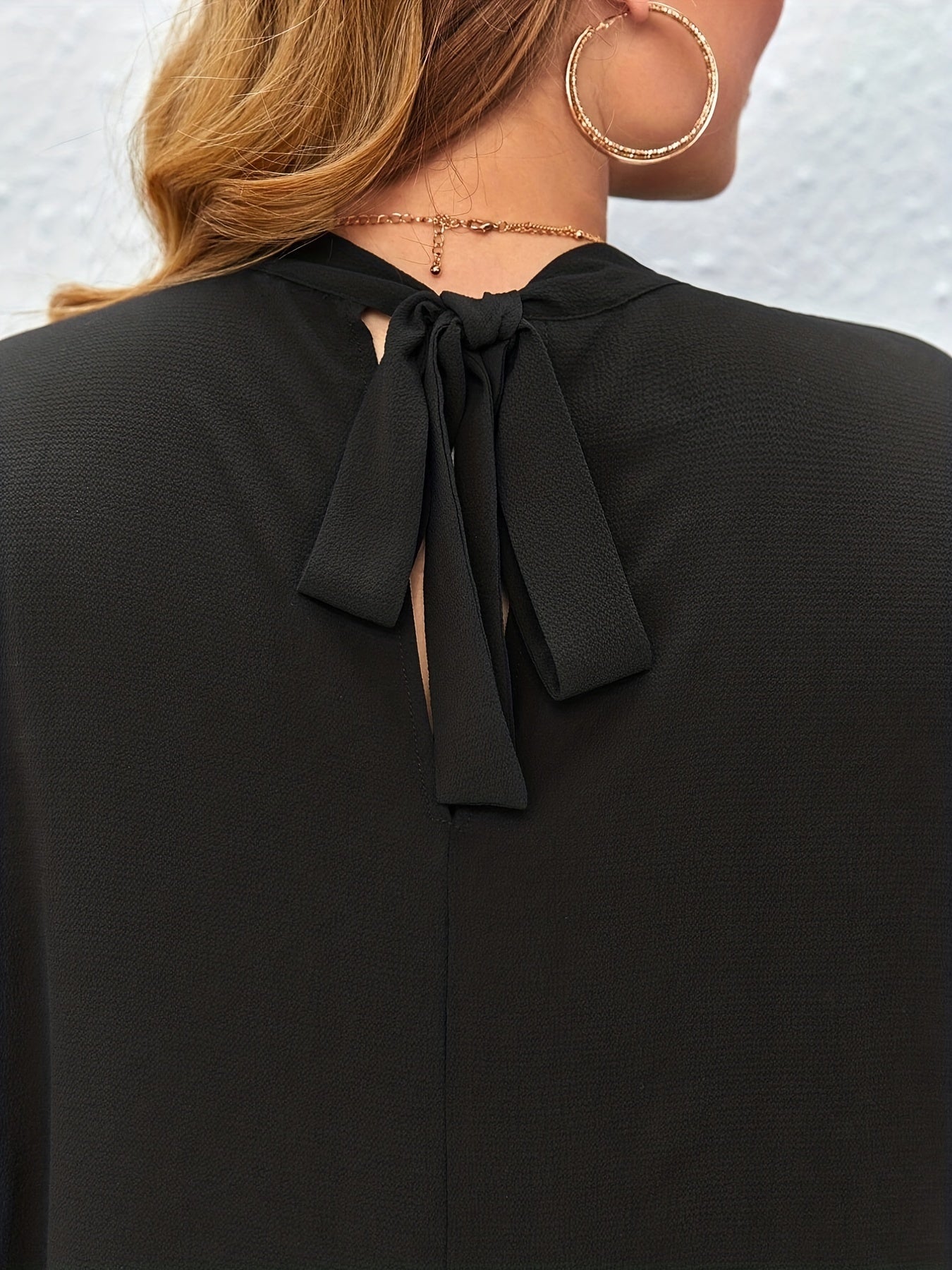 Plus Size Womens Batwing T-Shirt - Stylish Casual Tie Back with Cut Out Detail