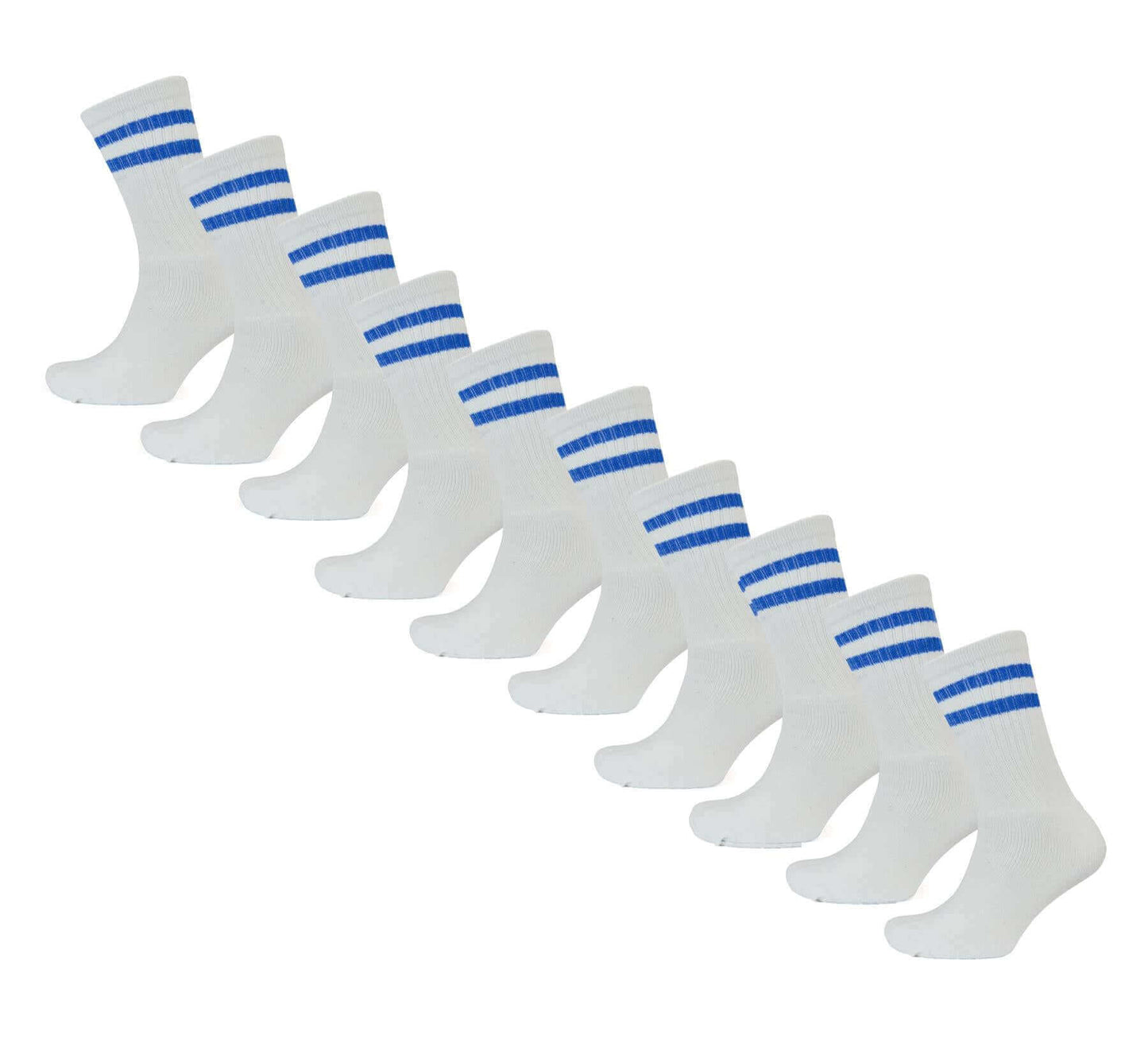 10 Pairs Men's Cotton Rich Striped Sport Socks Moisture-Wicking Reinforced Heel Toe for Running Hiking Football Outdoor Black White Grey UK 6-11 by Sock Stack