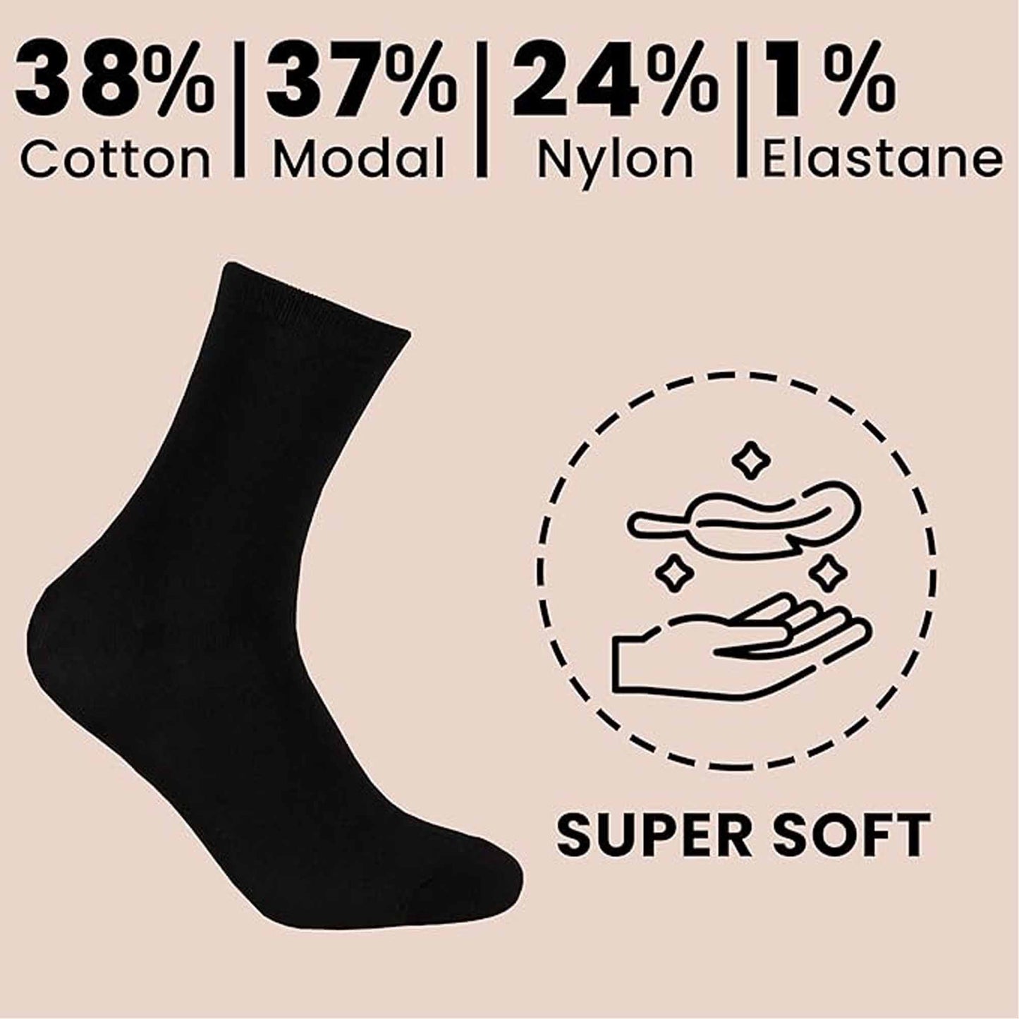 10 Pairs Women's Black Ankle Socks Breathable Super Soft Modal Cotton for Everyday Wear Size 4-8 Moisture-Wicking Durable by Sock Stack