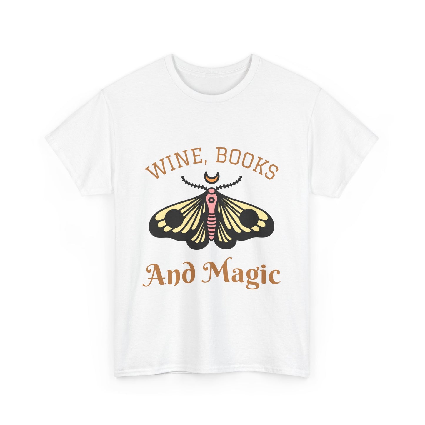 Enchanting Bookworm Tee - "Wine, Books, and Magic" - Perfect for Readers, Gifts for Book Lovers, Cozy Nights, and Book Clubs