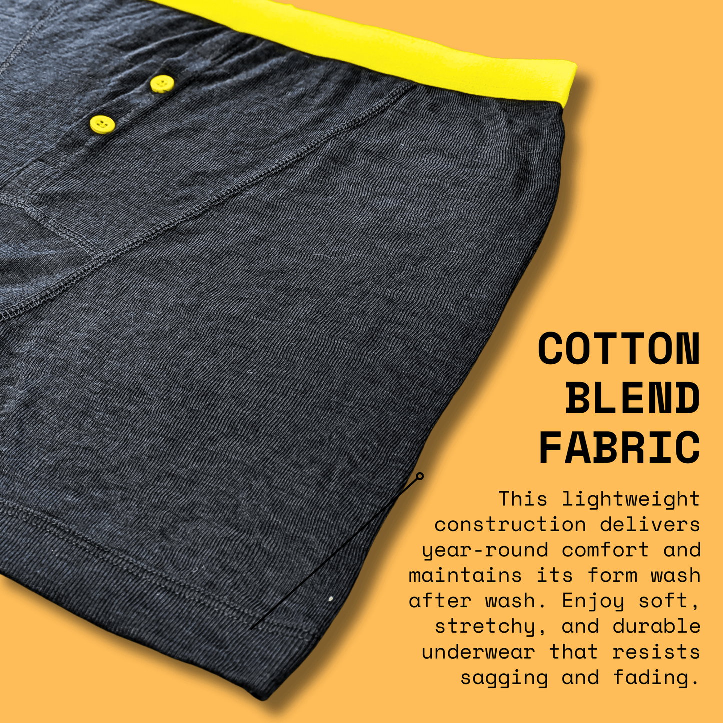 12 Pack Classic Menswear Black Cotton Blend Boxer Shorts Breathable Activewear Comfortable Stretch Colourful Waistband Durable Lightweight Button Fly Underwear MB08 by Sock Stack