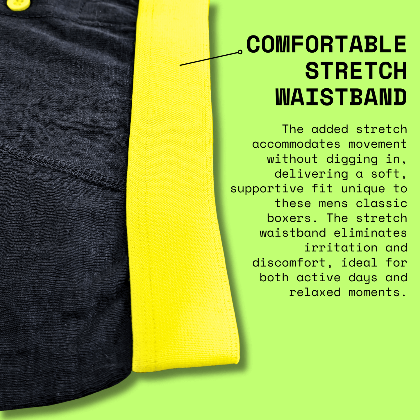 12 Pack Classic Menswear Black Cotton Blend Boxer Shorts Breathable Activewear Comfortable Stretch Colourful Waistband Durable Lightweight Button Fly Underwear MB08 by Sock Stack