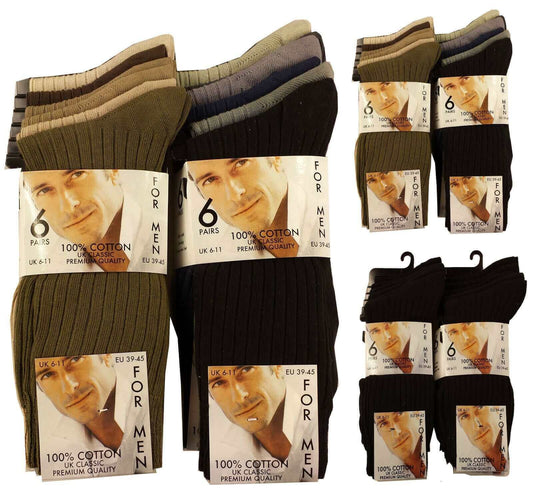 12 Pairs Men's 100 Cotton Moisture-Wicking Antibacterial Dress Work Socks Assorted Brown Black Comfortable All Day Wear Sustainable by Sock Stack