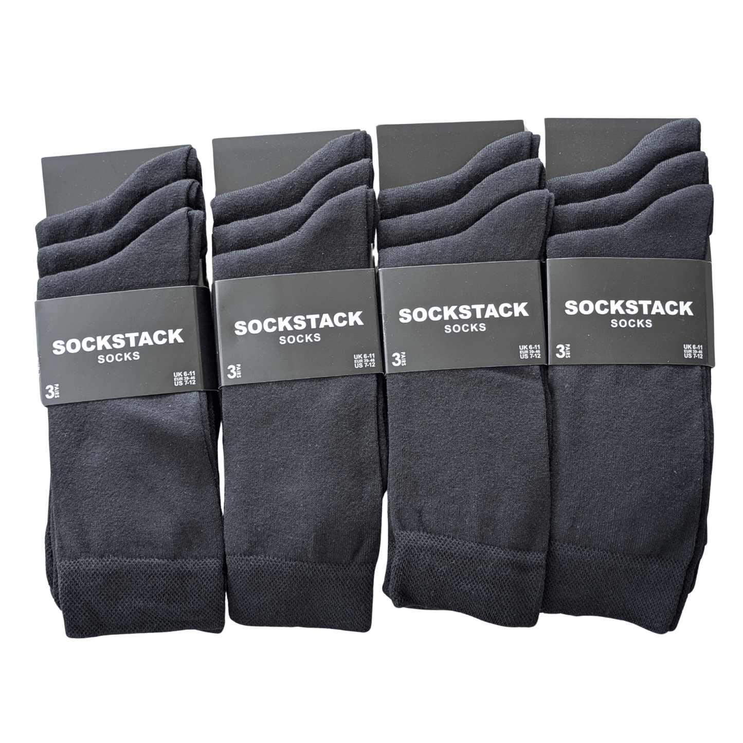 12 Pairs Men's Colourful Heel Toe Black Argyle Diamond Socks Comfort Fit Cotton Rich Durable Work Sock Ultra-Smooth Flat Toe Seam Comfortable School Business Wear UK 6-11 by Sock Stack