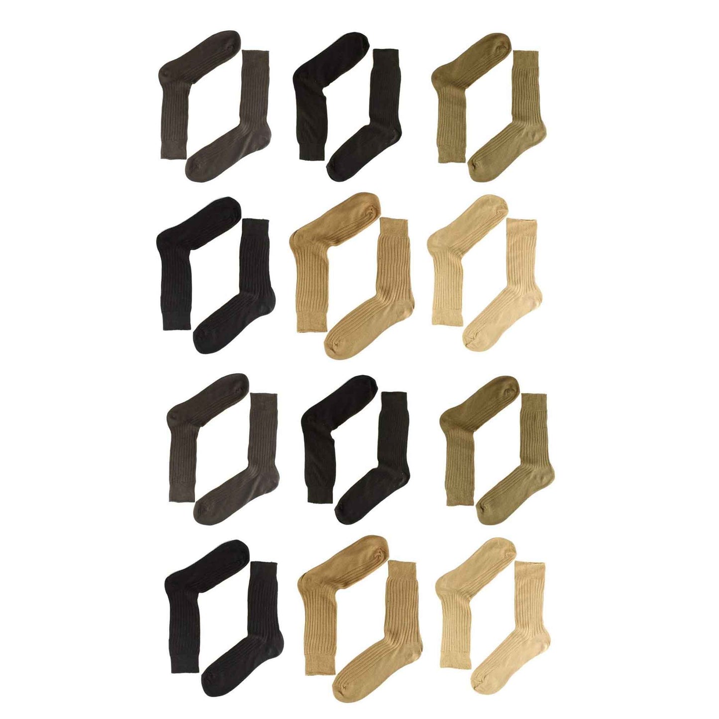 12 Pairs Men's Seamless Toe 100% Cotton Dress Socks Ribbed Moisture-Wicking Antibacterial Breathable Assorted Colours for Formal and Casual Wear by Sock Stack