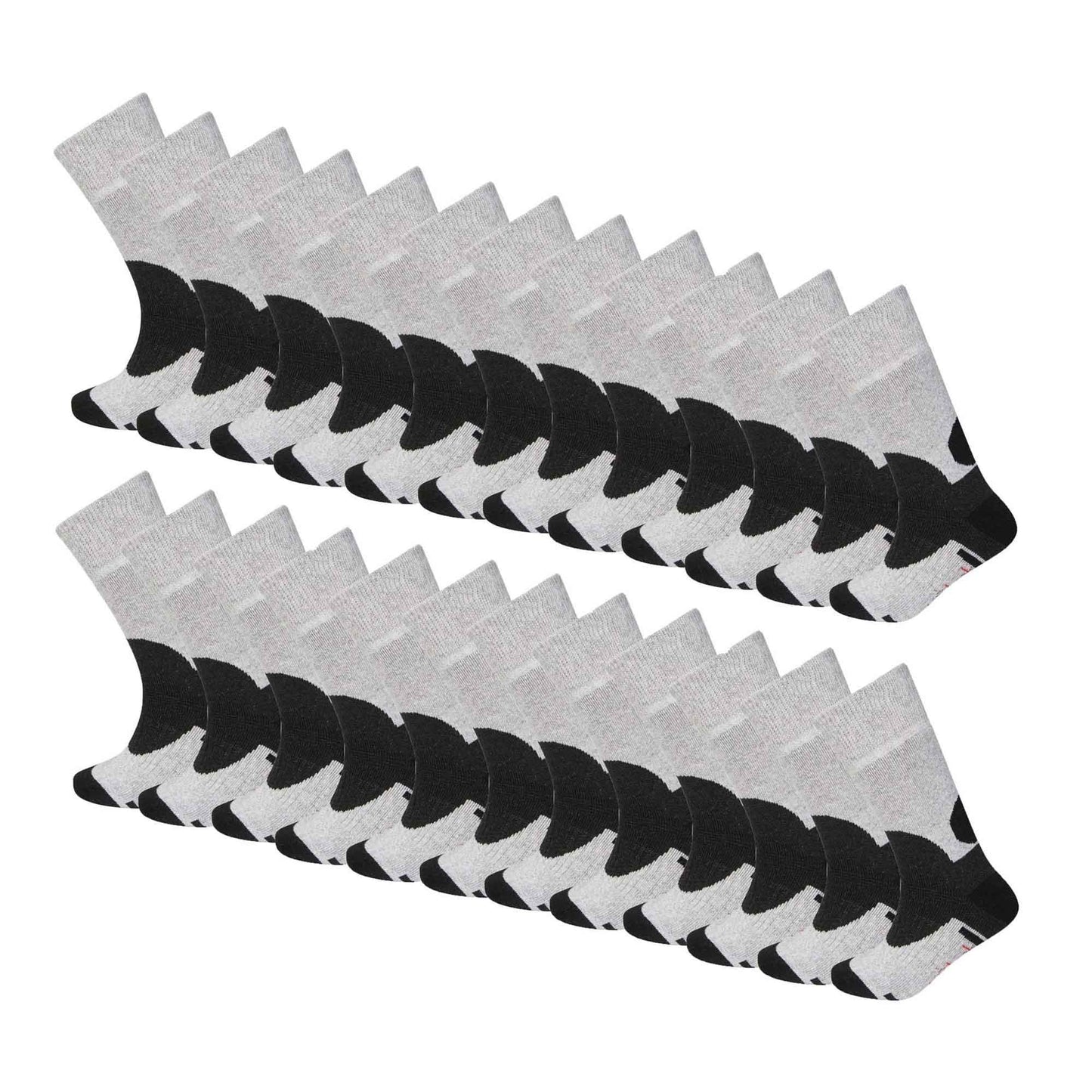 12 Pairs Mens Wool Hiking Work Boot Socks with Padded Sole Reinforced Heel and Toe for Ultimate Comfort and Durability Black and Grey UK 6-11 EU 39-45 Sock Stack