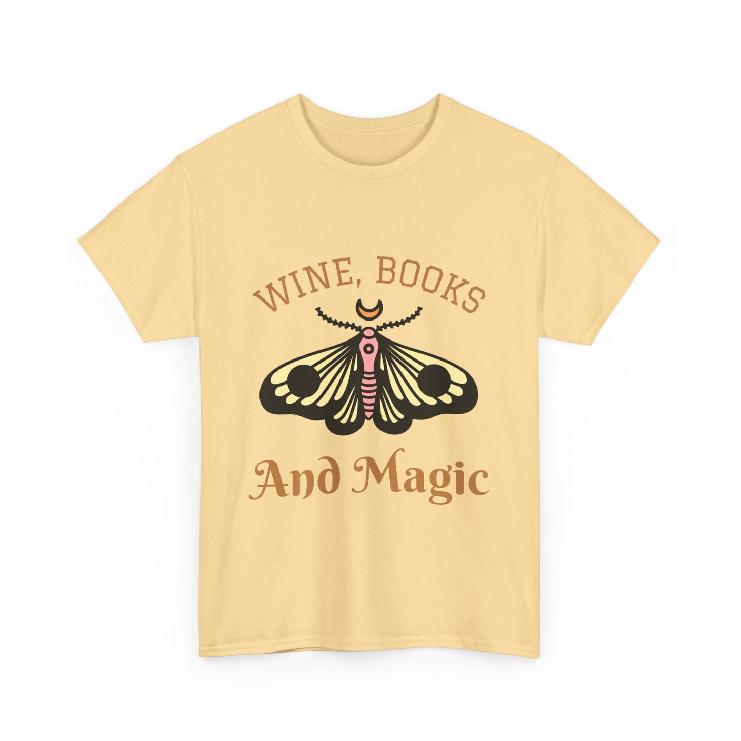Enchanting Bookworm Tee - "Wine, Books, and Magic" - Perfect for Readers, Gifts for Book Lovers, Cozy Nights, and Book Clubs