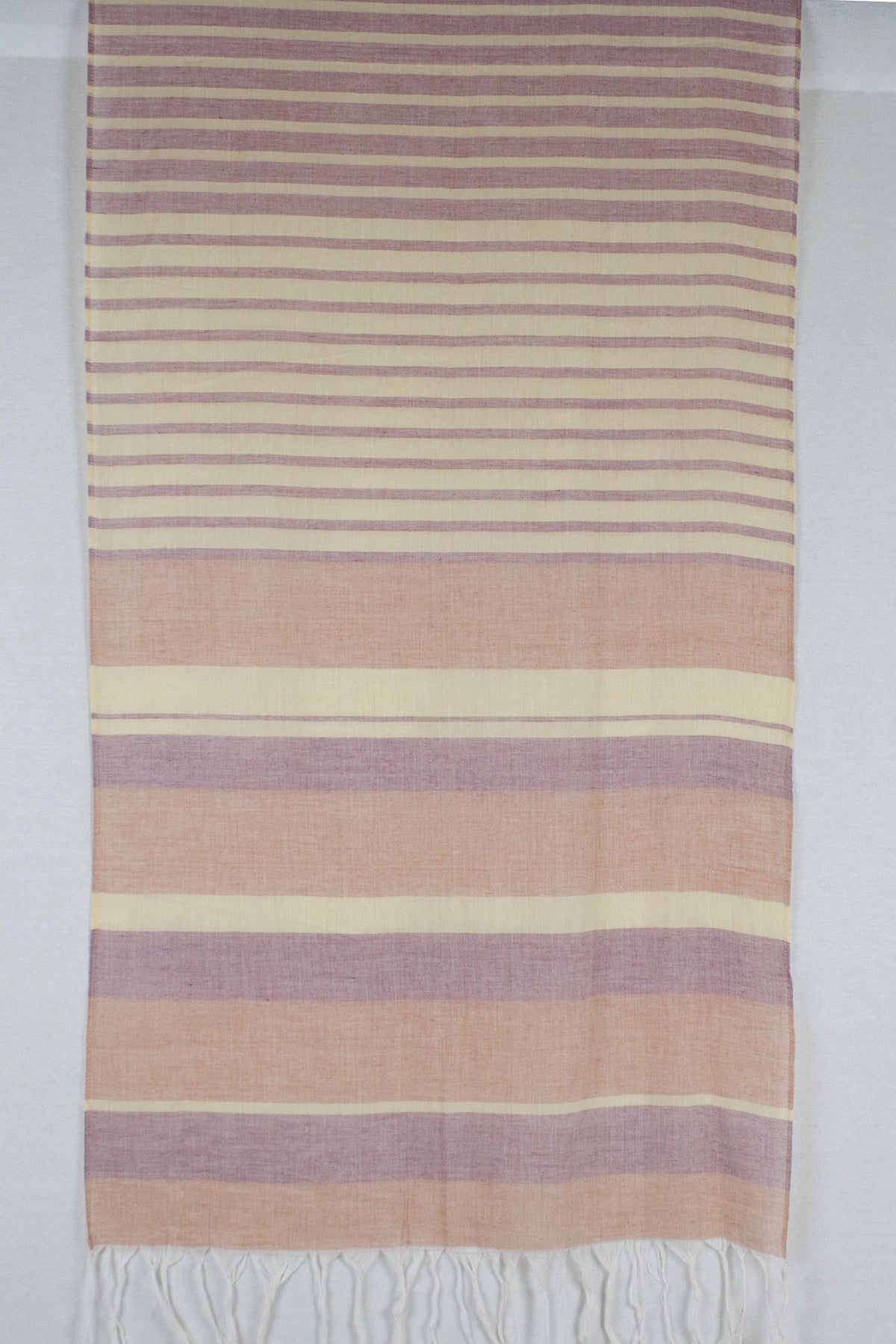 Chambray Stripe Cotton Scarf - Orange Red Yellow