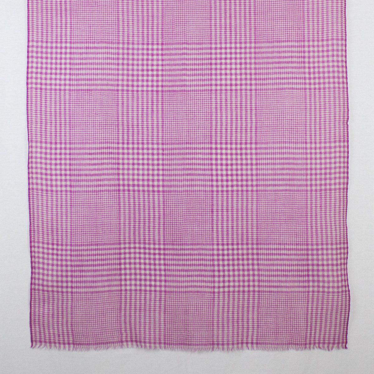 Gingham Mix Merino Wool Scarf - Fuschia