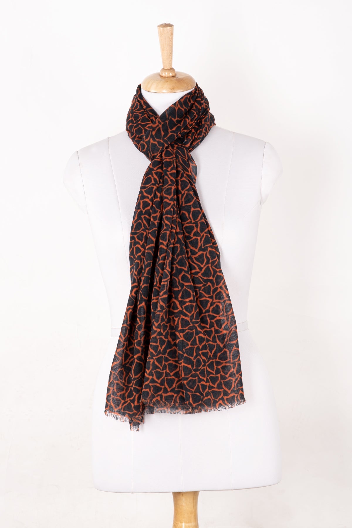 Plectrum Print Cotton Modal Scarf - Orange Black