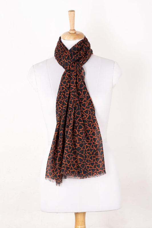 Plectrum Print Cotton Modal Scarf - Orange Black