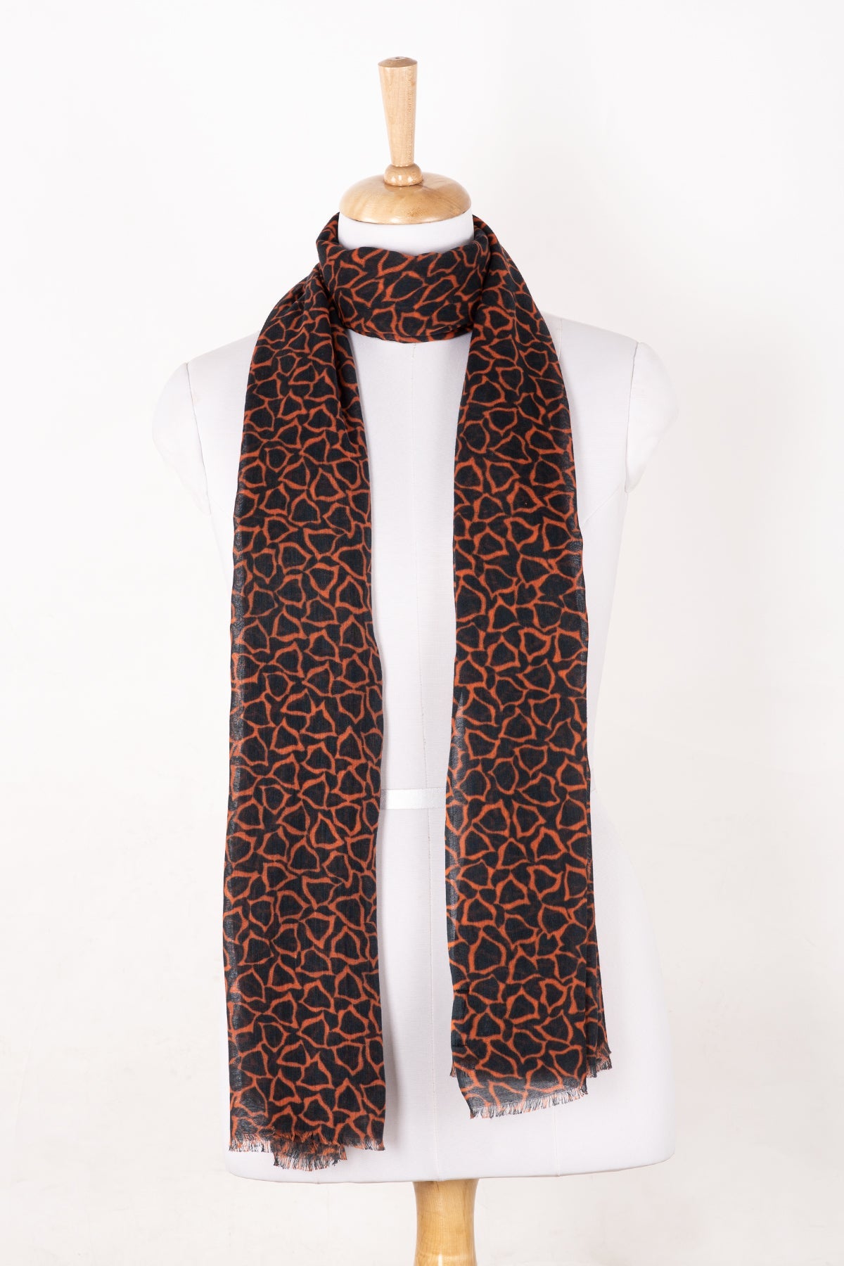 Plectrum Print Cotton Modal Scarf - Orange Black