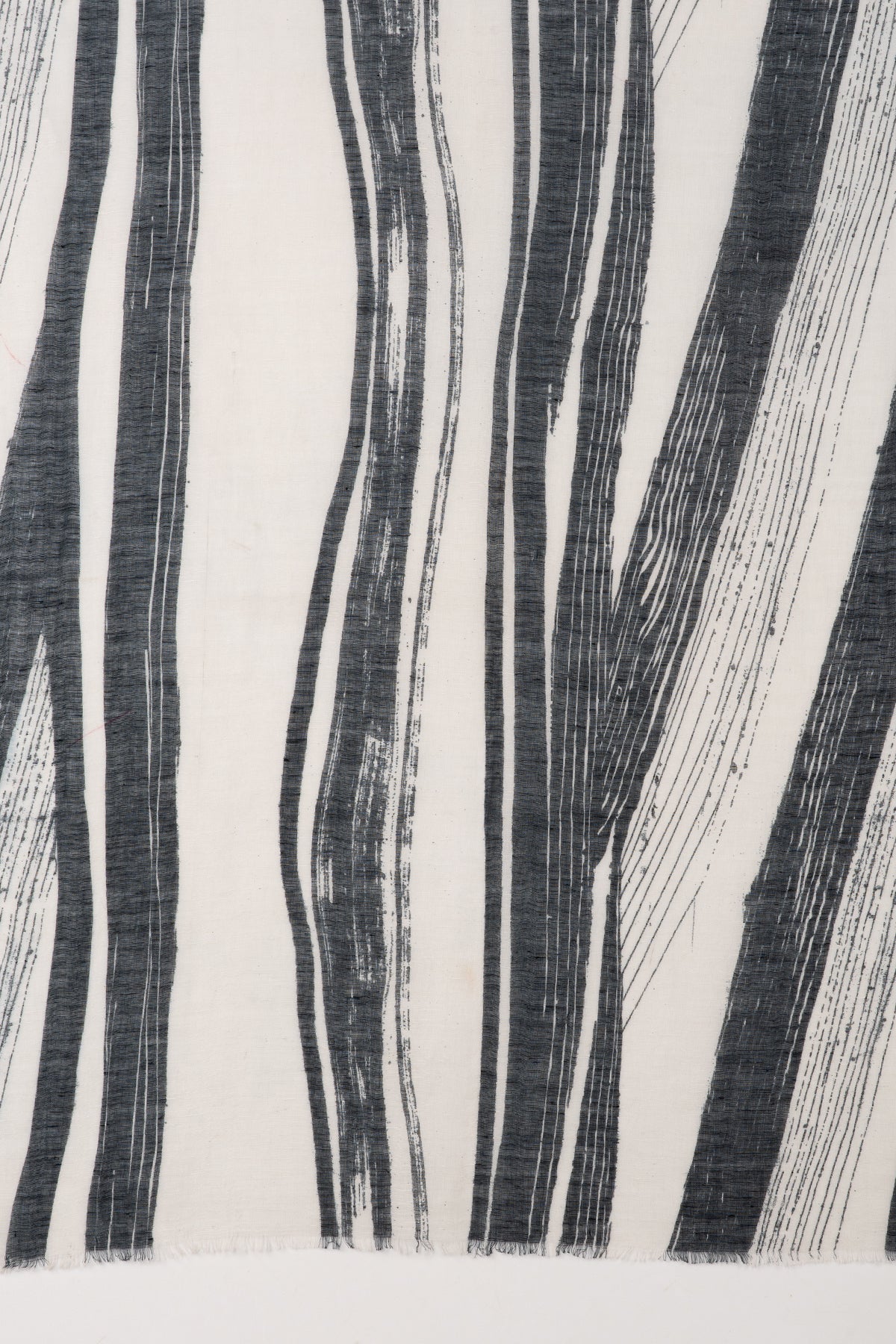Stripy Strokes Print Linen Cotton Scarf - Black and White