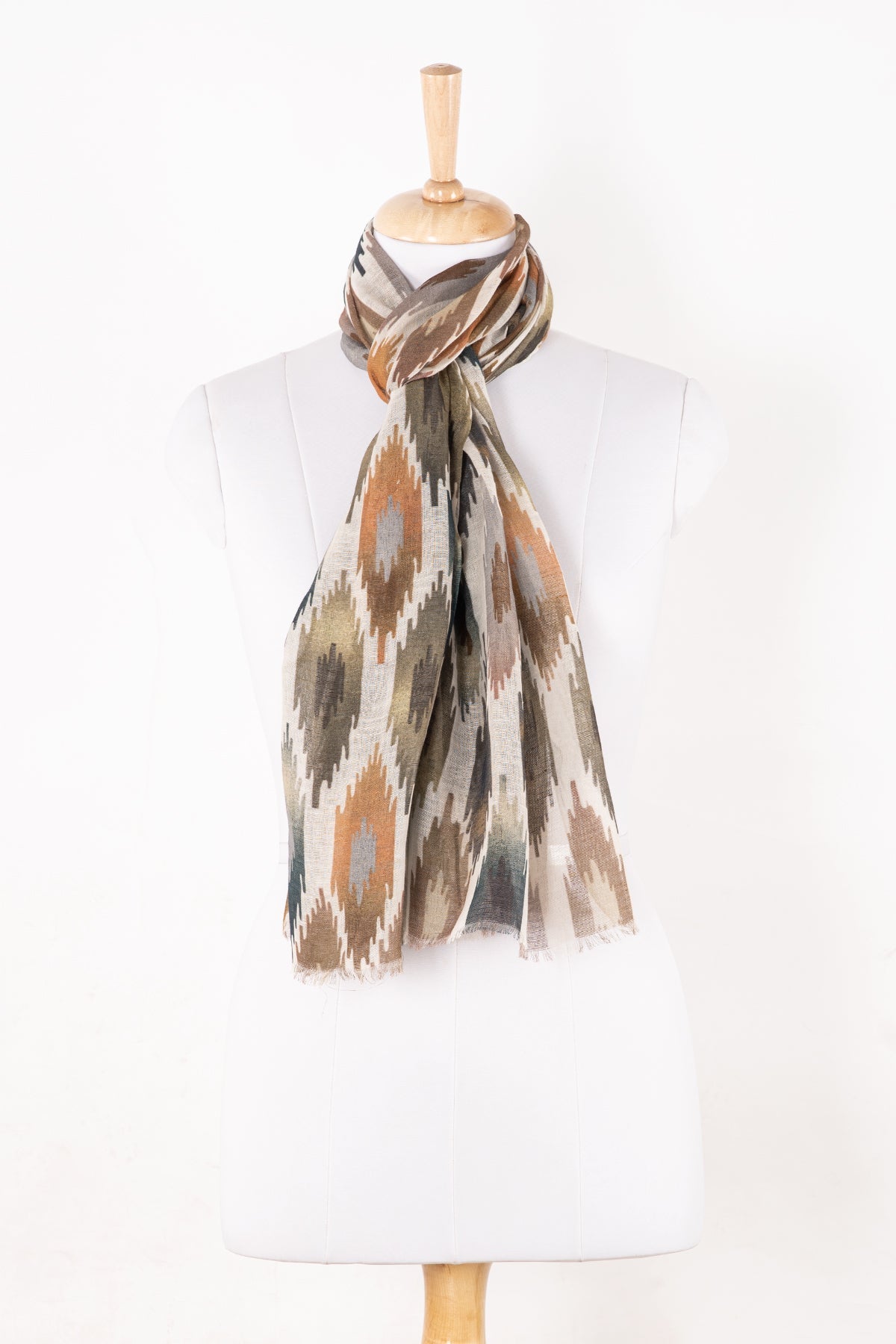 Ikat Glory Printed Linen Cotton Scarf - Multi