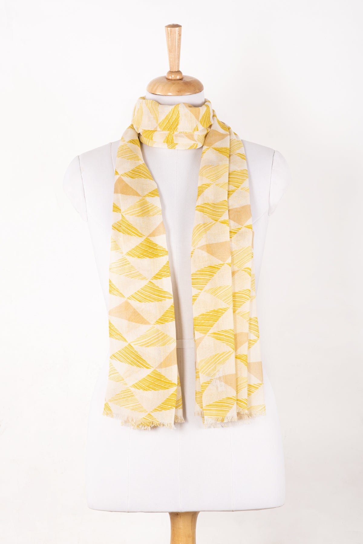 Sketchy Triangle Print Cotton Modal Scarf - Lime Multi