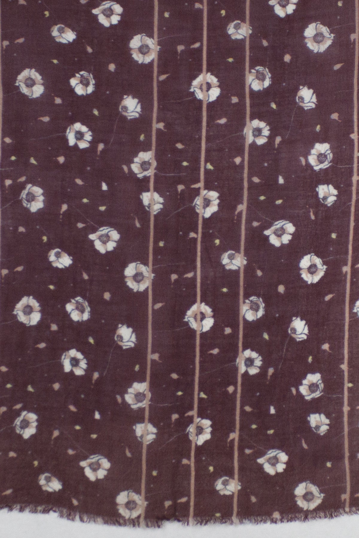 Poppy Flower Merino Wool Scarf - Plum