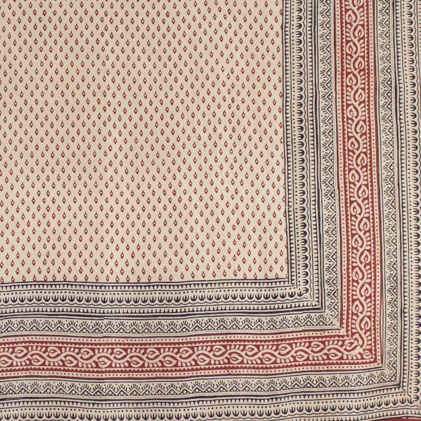 Mini Spade Print Bagh Hand-block Print Silk Square Scarf - Red