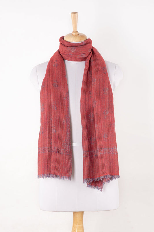 Little Paisley Stripe Jacquard Merino Wool Scarf - Pink