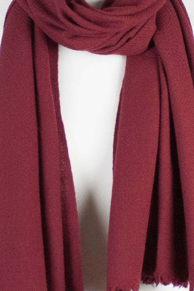 Diamond Weave Merino Wool Scarf - Red