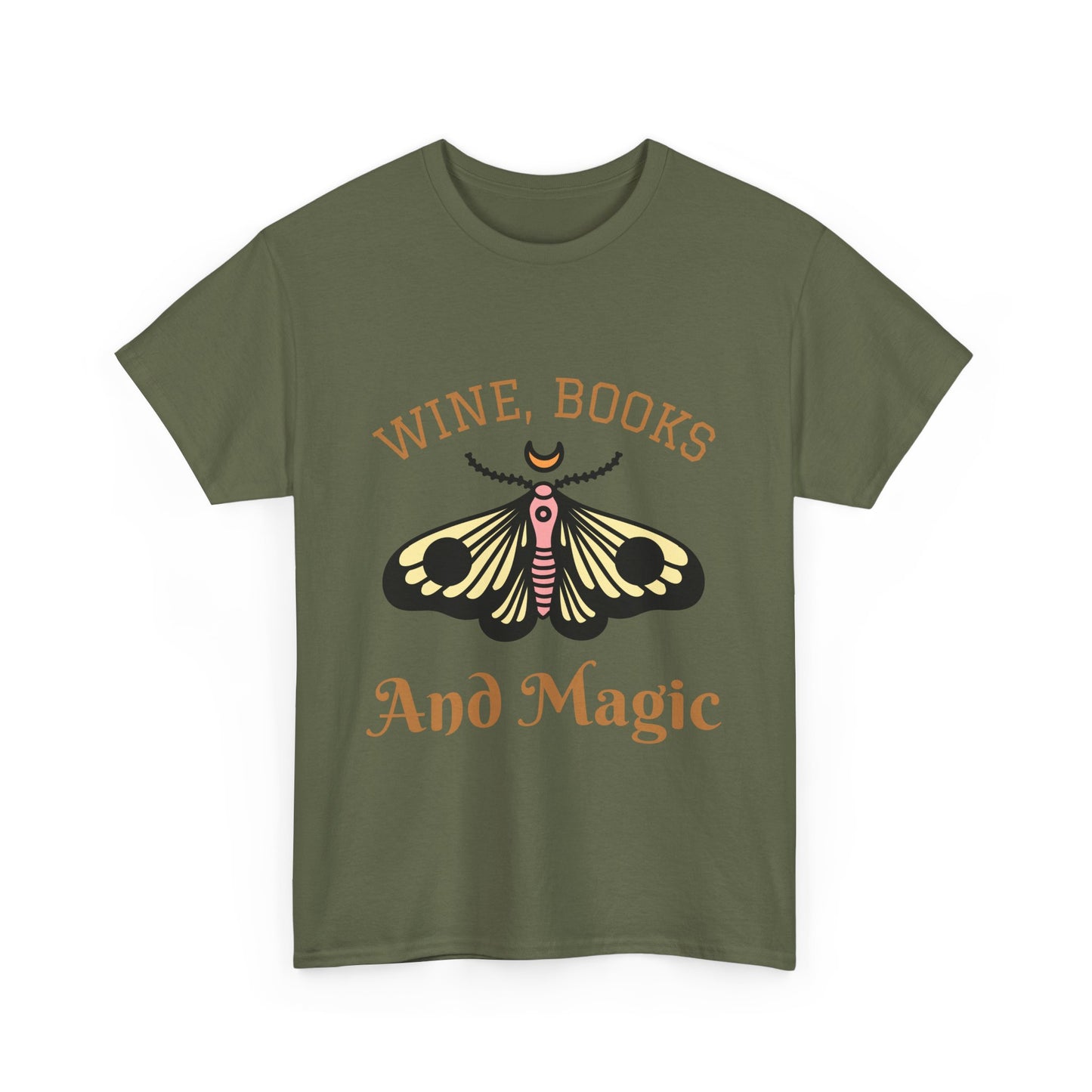 Enchanting Bookworm Tee - "Wine, Books, and Magic" - Perfect for Readers, Gifts for Book Lovers, Cozy Nights, and Book Clubs