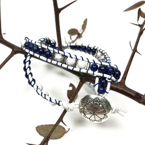 Double Wrap Bracelet - Navy Style with Lapis