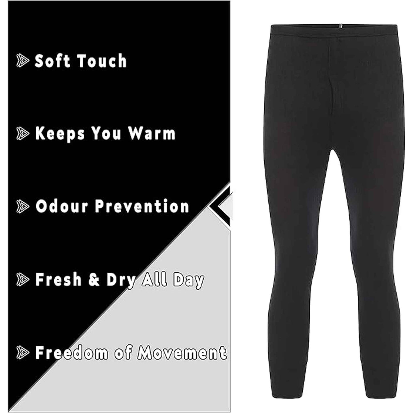 2 Pack Boys Thermal Trousers Long Johns Black Baselayer for Schoolwear Camping Skiing High-Quality Moisture-Wicking Comfortable Fit Elastic Waistband Durable Winter Wear Ages 3-15 by Heatwave Thermalwear