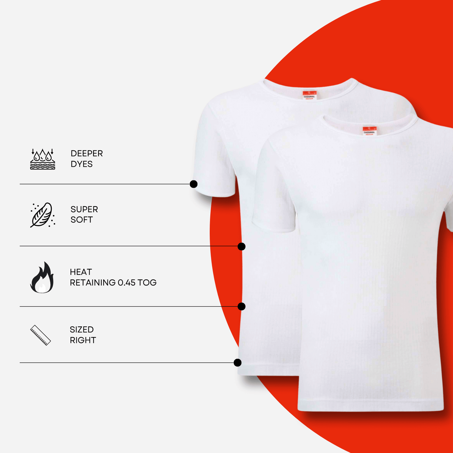 2 Pack Men's Thermal Underwear T Shirt Tops Warm Durable Baselayer Insulated Brushed Yarn for Running Hiking Outdoor Sports Workwear Small to XXL White Black Grey Navy by Heatwave Thermalwear